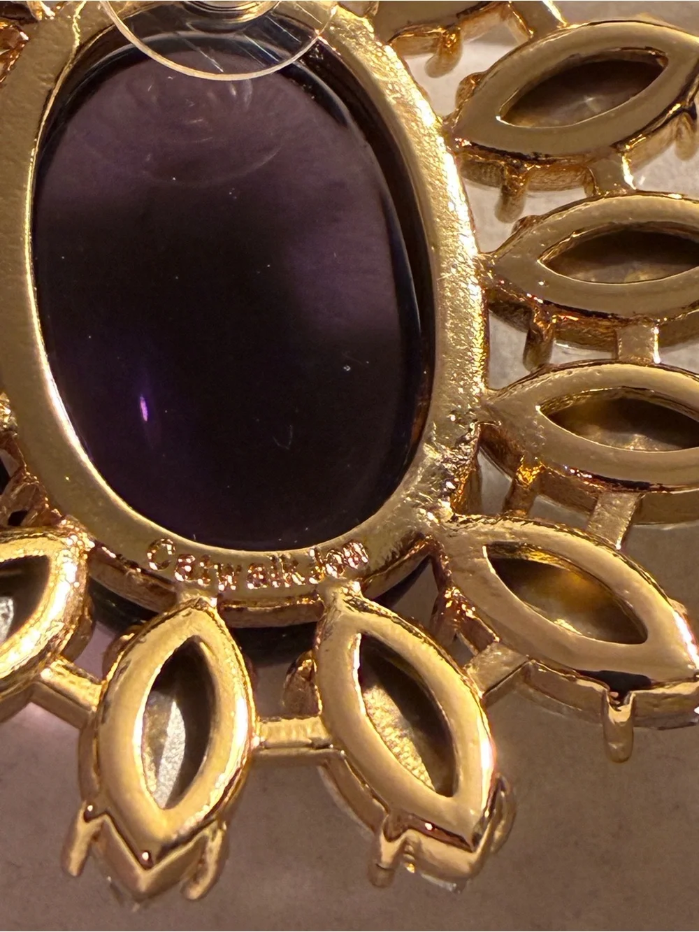 Catwalk Jon Elegant Gold-Plated Purple Stone Cluster Earrings